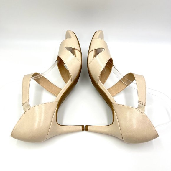 Lifestride Womens Size 11 Mega Almond Cream Beige Tan Nude Open Toe Heels 11M - Picture 8 of 14